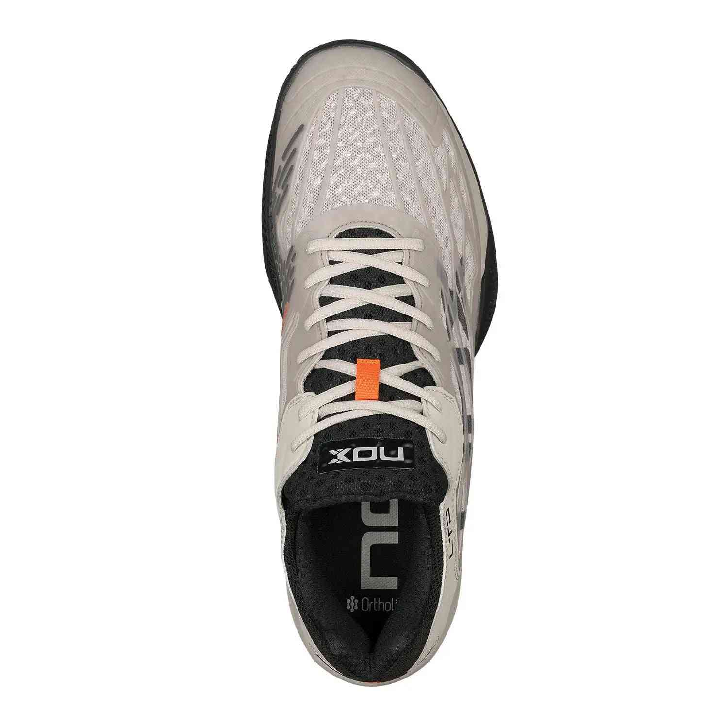Top view of Nox AT10 Limited Edition Calat10ltdd Beige showing lace-up design and Ortholite insole for enhanced comfort and foot support.